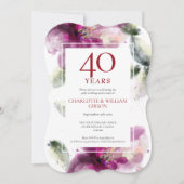 Ruby 40th Wedding Anniversary Elegant Floral Einladung (Vorderseite)