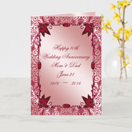 Ruby 40th Wedding Anniversary Grußkarte Karte (Gelbe Blume)