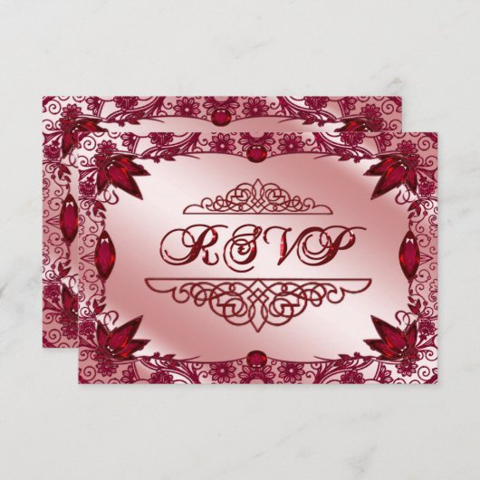 Ruby 40th Wedding Anniversary RSVP Card (Vorne/Hinten)