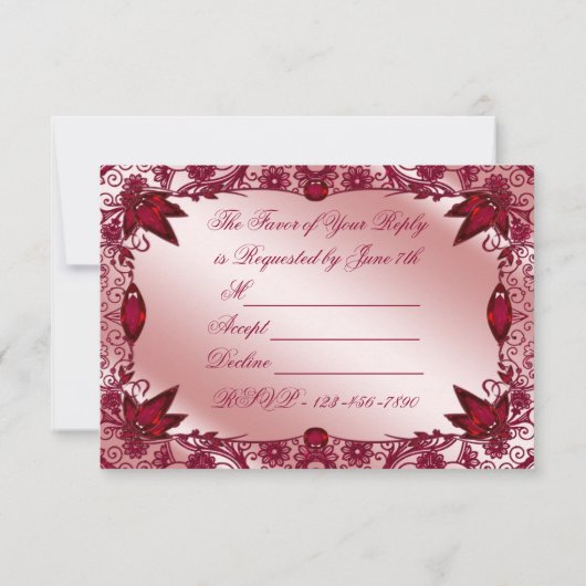 Ruby 40th Wedding Anniversary RSVP Card Karte (Rückseite)