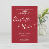 Ruby 40th Wedding Anniversary Signature Script Einladung (Stehend Vorderseite)