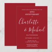 Ruby 40th Wedding Anniversary Signature Script Einladung (Vorne/Hinten)