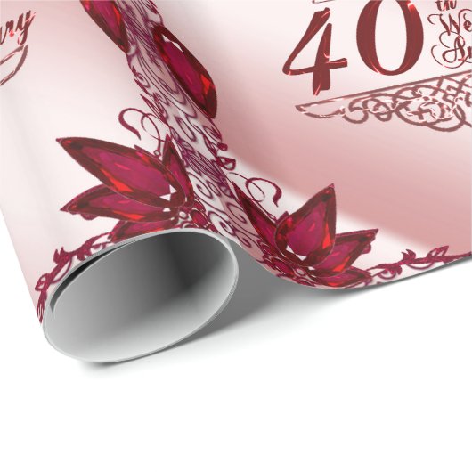 Ruby 40th Wedding Anniversary Wrapping Paper Geschenkpapier (Rolleneckpunkt)