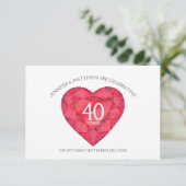 Ruby 40th Wedding Jubiläum Aquarellherz RSVP Karte (Stehend Vorderseite)