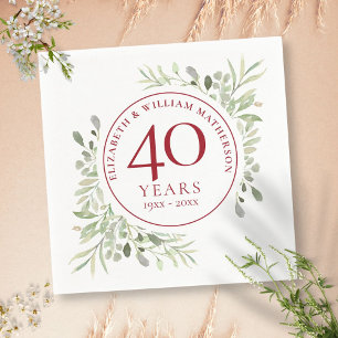 Ruby 40th Wedding Jubiläum Country Greenery Serviette