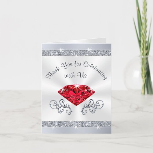 Ruby 40th Wedding Jubiläum Danke Karten (Vorderseite)