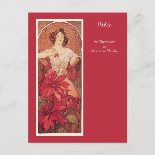 Ruby Alphonse Mucha Wertvoll Stones Series Postkarte (Vorderseite)