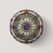 Ruby, Amethyst, Sapphire und Pearl Mandala Button (Vorderseite)
