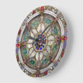 Ruby, Amethyst, Sapphire und Pearl Mandala Große Wanduhr (Winkel)