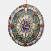 Ruby, Amethyst, Sapphire und Pearl Mandala Keramik Ornament (Links)
