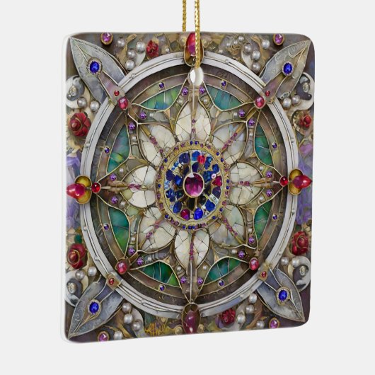 Ruby, Amethyst, Sapphire und Pearl Mandala Keramikornament (Rechts)