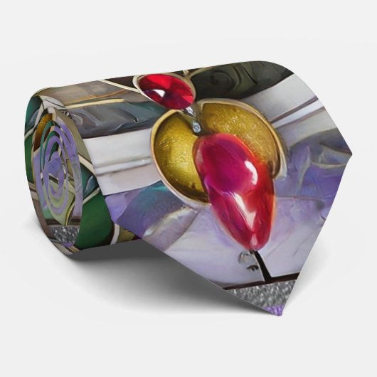 Ruby, Amethyst, Sapphire und Pearl Mandala Krawatte (Gerollt)