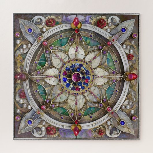 Ruby, Amethyst, Sapphire und Pearl Mandala Puzzle (Horizontal)