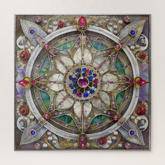 Ruby, Amethyst, Sapphire und Pearl Mandala Puzzle (Vertikal)