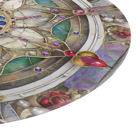 Ruby, Amethyst, Sapphire und Pearl Mandala Schneidebrett (Ecke)