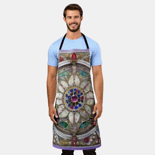 Ruby, Amethyst, Sapphire und Pearl Mandala Schürze (Getragen)