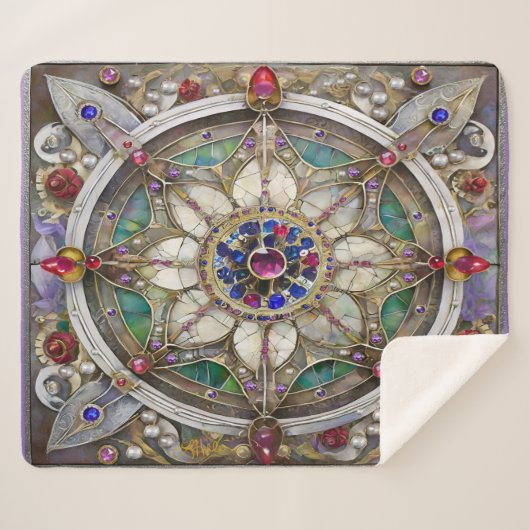 Ruby, Amethyst, Sapphire und Pearl Mandala Sherpadecke (Vorderseite (Horizontal))