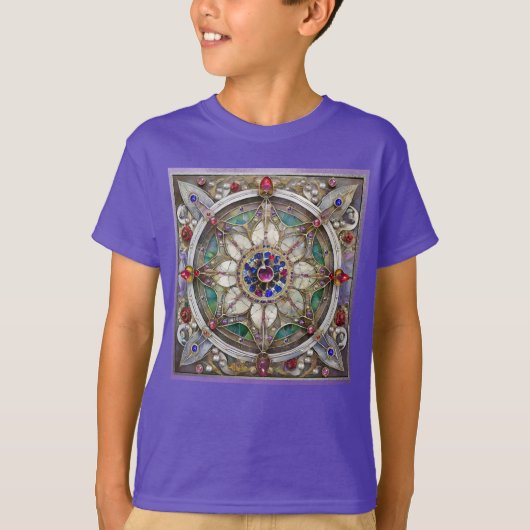 Ruby, Amethyst, Sapphire und Pearl Mandala T-Shirt (Vorderseite)