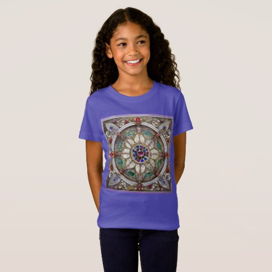 Ruby, Amethyst, Sapphire und Pearl Mandala T-Shirt (Vorne ganz)