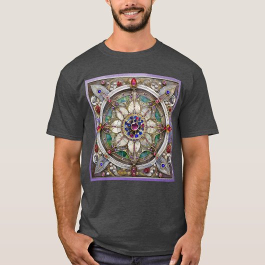 Ruby, Amethyst, Sapphire und Pearl Mandala T-Shirt (Vorderseite)
