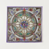 Ruby, Amethyst, Sapphire und Pearl Mandala Wandteppich (Vorderseite (Horizontal))