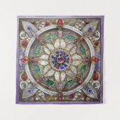 Ruby, Amethyst, Sapphire und Pearl Mandala Wandteppich (Vorderseite)