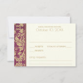 Ruby and Gold Damask Wedding Response RSVP Karte (Vorderseite)