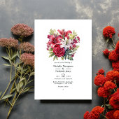 Ruby and Sage Floral Winter Wedding Einladung