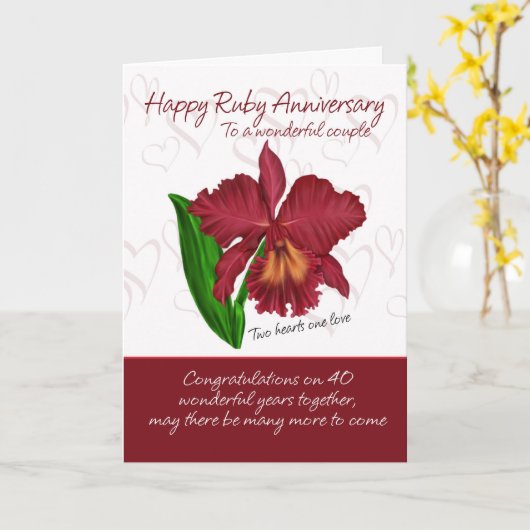 Ruby Anniversary Card - 40th Anniversary Card Karte (Gelbe Blume)