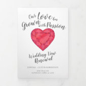 Ruby Aquarell Hochzeitsfeierprogramm Dreifach-gefaltete Programmkarte (Cover)