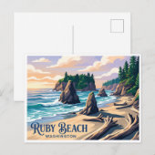 Ruby Beach Forks Washington Postkarte (Vorne/Hinten)