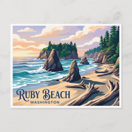 Ruby Beach Forks Washington Postkarte (Vorderseite)