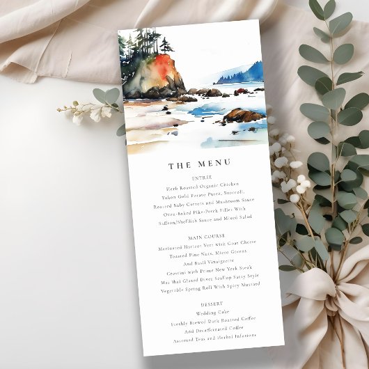 Ruby Beach Olympic National Park Wedding Menu Card Einladung
