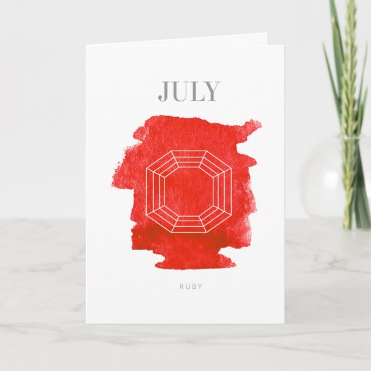 Ruby Birthstone Juli Geburtstag Karte (Vorderseite)