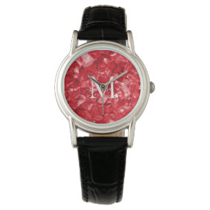 Ruby Birthstone Monogram Personalisiert Name Armbanduhr
