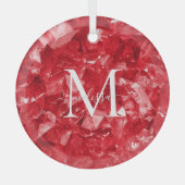 Ruby Birthstone Monogram Personalisiert Name Ornament Aus Glas (Vorderseite)