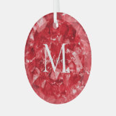Ruby Birthstone Monogram Personalisiert Name Ornament Aus Glas (Vorderseite links)