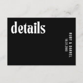 Ruby Black Modern Wedding Begleitkarte (Vorderseite)