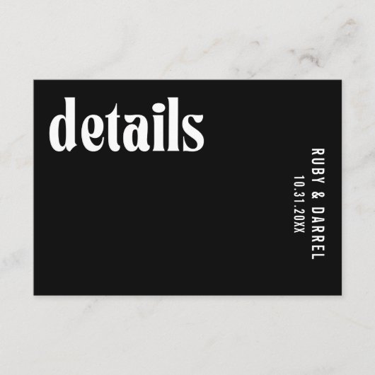 Ruby Black Modern Wedding Begleitkarte (Vorderseite)