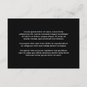 Ruby Black Modern Wedding Begleitkarte (Rückseite)