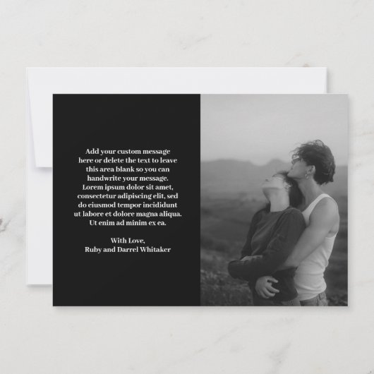 Ruby Black Modern Wedding Dankeskarte (Rückseite)