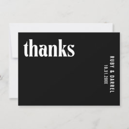 Ruby Black Modern Wedding Dankeskarte