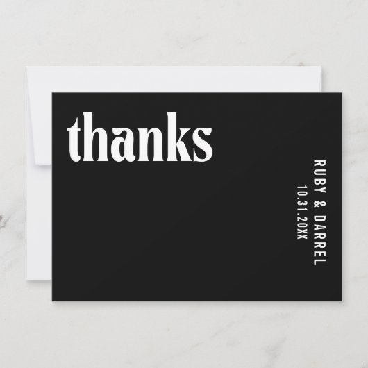 Ruby Black Modern Wedding Dankeskarte (Vorderseite)