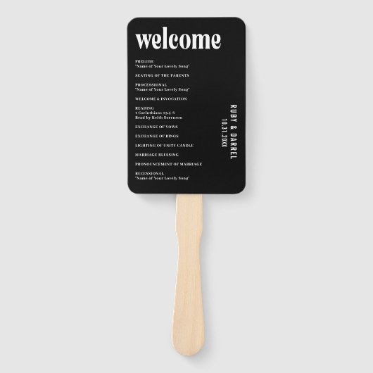 Ruby Black Modern Wedding Fächer (Vorderseite)