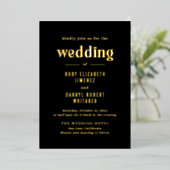 Ruby Black Modern Wedding Folieneinladung (Stehend vorne)