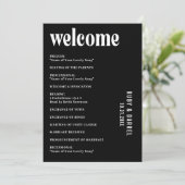 Ruby Black Modern Wedding Programm (Stehend Vorderseite)