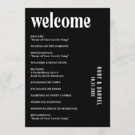 Ruby Black Modern Wedding Programm