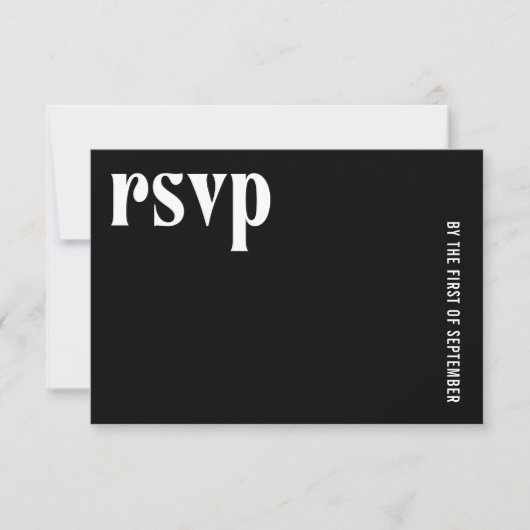 Ruby Black Modern Wedding RSVP Karte (Vorderseite)