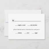 Ruby Black Modern Wedding RSVP Karte (Rückseite)