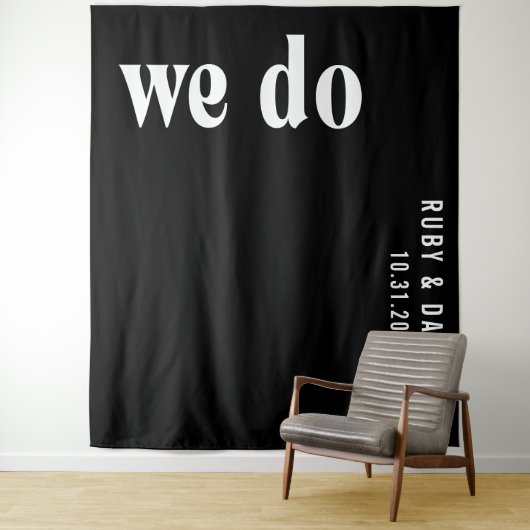 Ruby Black Modern Wedding Wandteppich (Beispiel)